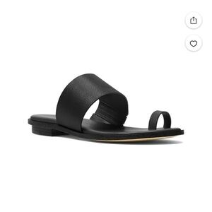 ISO MICHAEL Michael Kors Black Leather Slide Sandals